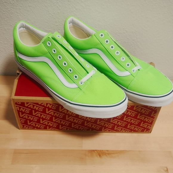 New VANS Mens 13 Neon Green Gecko Old Skool Skater Lace Up NIB - Picture 3 of 9